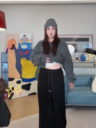 晶咕【城市漫步】韩系立体裤缝线全松紧腰抽绳休闲裤 #微胖穿搭 #显瘦遮肉 #百搭神裤 #大码搭配