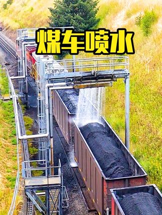给运煤车厢精准喷洒一层水,既防火又防尘 #煤炭运输 #涨知识 #运煤车