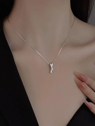 链子925银 925纯银交叉项链女夏轻奢颈链配饰简约时尚网红锁骨链#项链 #小众设计感 #时尚饰品 #美出高级感 #精致女人必备