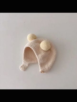 ins韩国洋气婴儿护耳帽可爱秋冬款保暖防寒舒适婴儿双球软糯包头#婴儿护耳帽 #秋冬保暖 #韩国风 #可爱宝宝帽 #双球设计