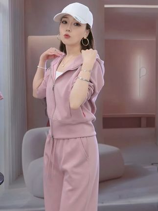 极简风休闲风时尚套装阔腿裤秋冬连帽显瘦高腰两件套 #套装两件套#套装#每日搭配分享#外套穿搭#休闲风穿搭