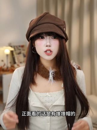 秋冬新款原创日系贝雷帽大头围显脸小方圆麂#今天穿什么 #防晒帽 #穿搭 #帽子 #搭配技巧