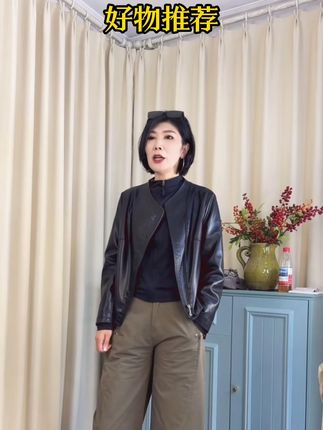 [二姐专属】海宁皮衣女短款2025春秋新款修身显瘦百搭皮风衣皮外套 #春秋新款 #女士皮衣 #短款皮衣 #百搭皮衣外套 #谁穿谁好看