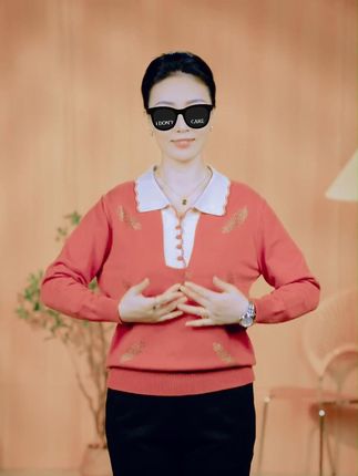 妈妈春装新款洋气针织打底衫2025中老年女装春秋翻领长袖毛衣 #毛衣 #长袖毛衣 #针织打底衫 #妈妈春装 #打底衫