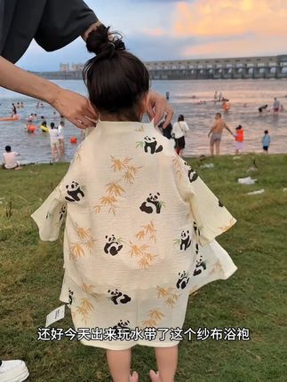A类100%纯棉儿童睡衣夏季薄款浴巾浴袍宝宝卡通家居服睡袍空调服#睡衣家居服 #上衣 #薄款睡衣 #睡袍 #家居服