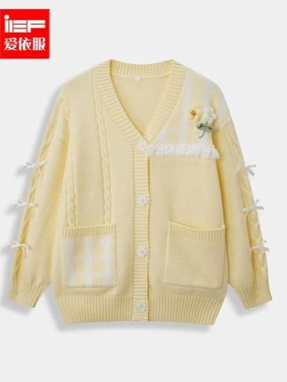 IEF/爱依服2025秋冬新款韩版甜美减龄少女风设计感宽松毛织中外套#今天穿什么 #显瘦遮肉 #穿搭 #爱依服 #显瘦