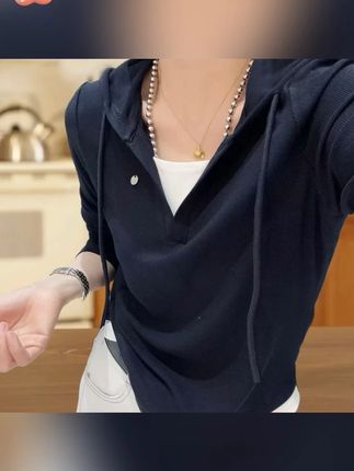 欧朵琦假两件帽衫卫衣连帽时尚百搭#谁穿谁好看 #穿出高级感 #今日新款推荐 #穿搭 #宽松版型