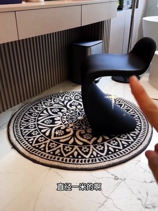 衣帽间圆形床边圆地毯地垫免洗轻奢镜前毯简约家用抽象吸尘混纺#衣帽间圆形床 #地毯 #时尚 #高级感 #轻奢