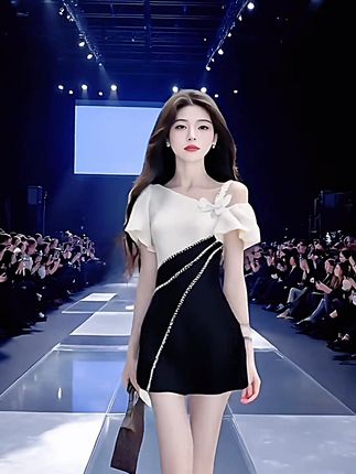 轻奢时尚高端大气设计感斜领露肩收腰修身连衣裙小众显瘦气质女装 轻奢时尚高端大气设计感斜领露肩收腰修身连衣裙小众显瘦气质女装