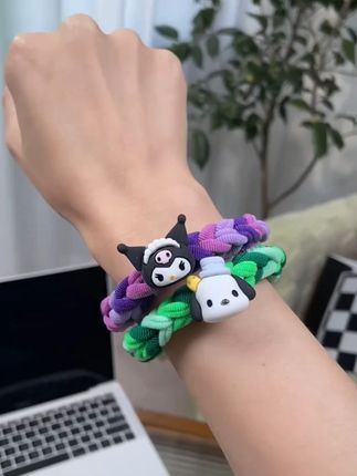 三丽鸥手工diy编制发圈手绳送女友可爱情侣手链库洛米发绳送闺蜜