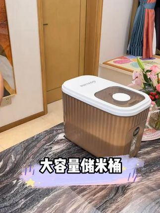 防虫防潮密封米桶厨房透明推盖大容量面粉窄缝米桶储米#大米 #储存 #好物 #推荐 #超便宜超划算