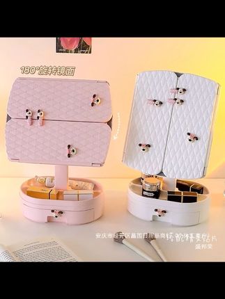 LED灯贝壳化妆镜带灯三面折叠台式桌面镜子便捷梳妆镜女生卧室亮#LED化妆镜 #贝壳化妆镜 #三面折叠镜子 #女生卧室好物 #便捷梳妆镜