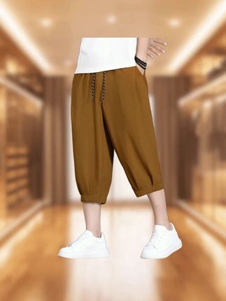 啄木鸟男士七分裤夏季薄款休闲冰丝哈伦裤子男生宽松潮流中裤短裤 #百搭裤子 #男士七分裤 #短裤男 #轻薄透气 #显高显瘦显腿长