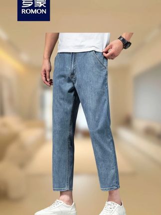 罗蒙天丝八分牛仔裤男#面料舒适透气 #高品质男装 #短裤 #短裤穿搭 #面料柔软舒适