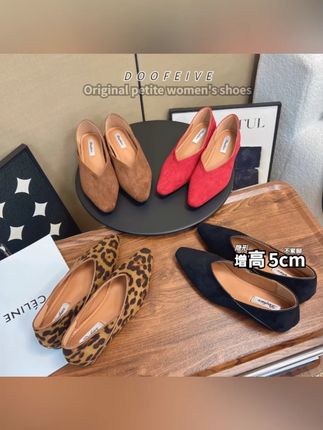 方头内增高5CM豹纹加绒单鞋女绒面法式单鞋两穿瓢鞋奶奶鞋女轻奢#女士单鞋 #豹纹鞋子 #内增高鞋 #加绒鞋子 #法式单鞋