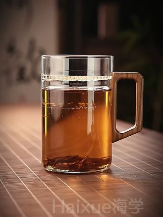 月牙茶杯玻璃耐高温木把办公个人专用过滤喝绿茶泡茶杯茶水分离杯#茶杯 #茶生活 #玻璃杯 #办公杯 #召唤茶友