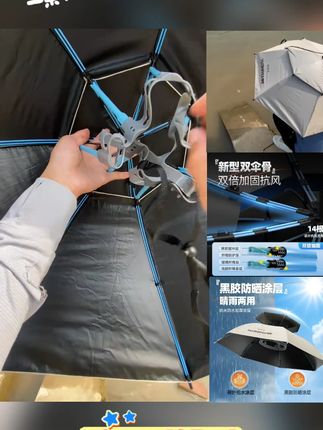 渔之源钓伞防晒防雨伞帽防风雨帽钓鱼专用斗笠头戴式雨伞采茶神器#钓鱼伞 #防晒伞 #雨帽 #防雨伞帽 #伞帽