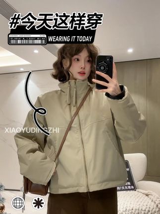 【加绒加厚】羊羔毛短款派克服小个子2025韩版爆款潮休闲宽松 #今天穿什么 #穿搭 #女装 #夹克外套 #时髦精
