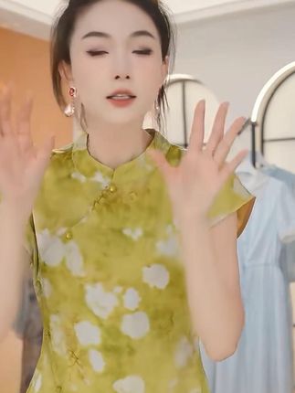 F2961国风女装新款绿色绣花立领盘扣无袖高级感轻奢大气新中式