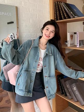 韩版宽松休闲牛仔外套女2025秋季新款设计感洋气减龄夹克短上衣#显高显瘦显气质 #韩系穿搭 #牛仔外套穿搭 #女生穿搭 #穿出你的时尚你的感觉