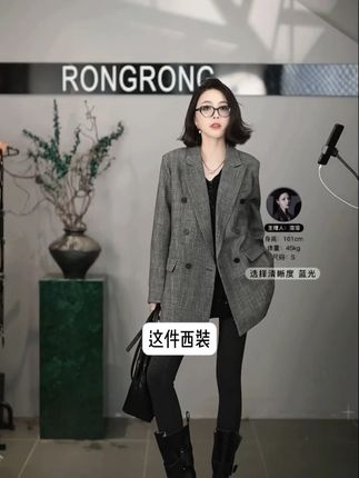 溶溶【格雷新贵】RONGRONG 戗驳领廓形双排扣老钱风西装外套86038#轻奢女装 #时髦精 #今天穿什么 #高级感穿搭 #通勤搭配