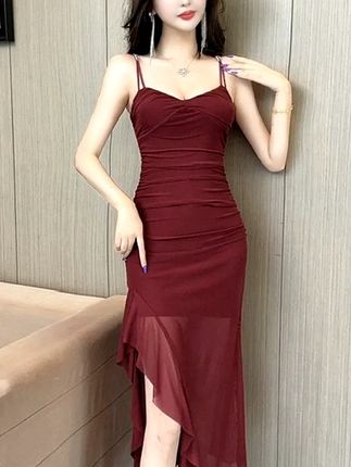 辣妹网纱性感长裙吊带开叉包臀气质名媛收腰晚礼服夜场佳丽工作服#长裙 性感#开衩 包臀#好物推荐🔥