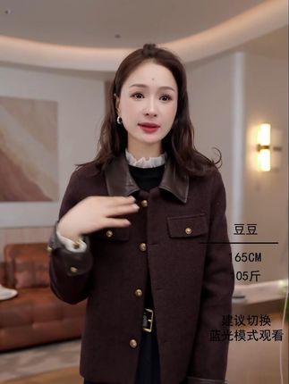 豆豆1【美拉德羊毛外套】秋冬新款复古厚款长袖毛呢上衣-580325QM