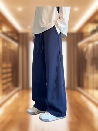 男士弯刀秋冬季长裤子宽松加绒加厚卫裤简约纯色休闲裤美式阔腿潮 #男士弯刀裤 #男士长裤 #男士卫裤 #男士休闲裤 #男装