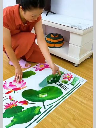 中国风墙壁贴纸客厅卧室房间贴画玻璃门墙贴纸自粘墙面 # 荷花墙贴 # 自粘壁画# 装饰画#墙面装饰 @DOU+小助手 @巨量千川