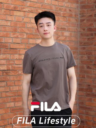 Fila/斐乐仿棉纱线运动干爽健身短袖简约百搭圆领T恤。 #夏季新款 #短袖t恤 #面料舒适透气 #品质男装 #穿搭