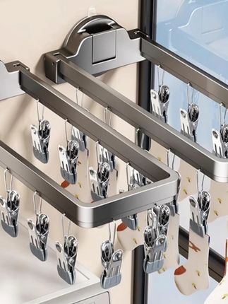 优勤吸盘袜子晾晒架阳台墙上免打孔折叠袜夹家用多夹子晒袜子神器#晒袜子神器 #晒袜子神器晾衣架 #晒袜子神器阳台吸盘 #晒袜子神器多功能晾衣架 #免打孔折叠袜夹