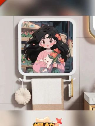 浴室物品置物架壁画可折叠收纳箱卫浴置物架免打孔防水洗澡放衣服#少女心好物 #卫生间好物 #置物架 #可折叠 #收纳箱