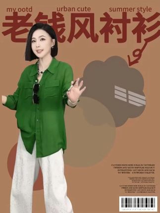 溶溶【云杉绿】RONGRONG 100莱赛尔翻领单排扣老钱风衬衫#夏季穿搭 #优雅气质 #高级穿搭 #时尚穿搭 #轻奢女装