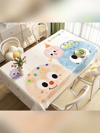 卡通风餐桌桌布防水防油又防烫长方形餐桌垫子轻奢高级感茶几台布#卡通桌布 #餐桌桌布 #防水桌布 #长方形桌布 #茶几台布