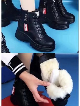 真软皮雪地靴女款2025新款秋冬季加绒保暖马丁靴厚底防滑软底棉靴#软底软面穿上超舒服 #好穿不累脚 #好穿又好搭