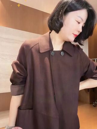 1TANTAN 休闲时尚宽松秋冬中长款风衣外套3156, #秋冬穿搭 #老谭私服 #显瘦穿搭 #遮肉显瘦遮肉减龄