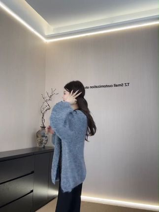 美拉德复古咖色毛衣外套女秋冬慵懒高级感宽松中长款针织开衫上衣 #外套穿搭 #毛衣 #慵懒风穿搭 #高级感穿搭 #针织开衫