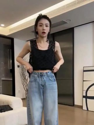 高腰牛仔裤女秋季大码女装胖mm宽松香蕉裤遮肉牛仔裤宽松阔腿裤 #显瘦牛仔裤# 窄版牛仔阔腿裤 #牛仔裤推荐# 显高显瘦显腿长 #牛仔阔腿拖地裤