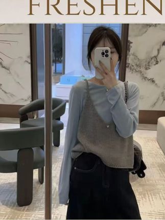 【大码】075韩剧女主穿搭套装女别致设计感叠穿吊带背心两件套#吊带背心 #背心 #两件套