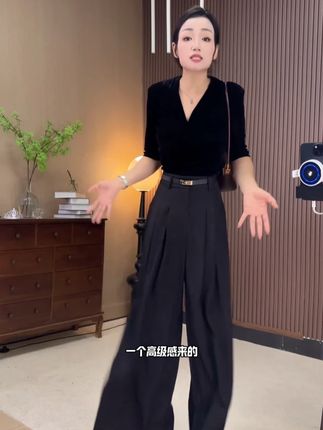 早秋款高级腰带休闲阔腿裤裙裤显高显瘦显腿长#阔腿裤#裙裤#早秋穿搭 #显高显瘦显腿长 #气质这一块拿捏死死的