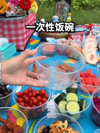 一次性碗圆形塑料商用家用饭盒小汤碗带盖外卖打包餐盒冰粉碗餐具#餐具 #一次性碗 #塑料碗 #汤碗 #冰粉碗