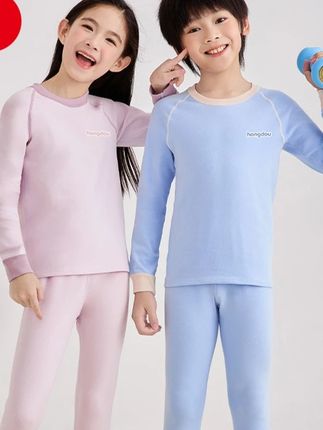 Hodo/红豆儿童保暖衣男童女童纯棉保暖套装内穿简约休闲秋衣秋裤#Hodo红豆 #贴身衣物 #睡衣家居服