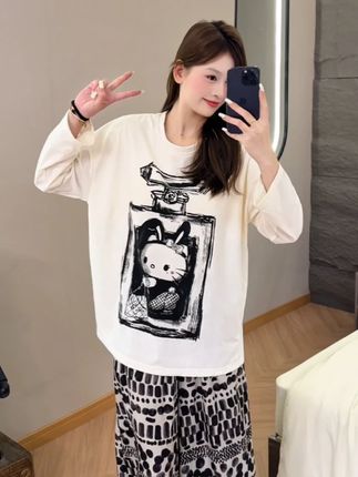 终于找到不勒腰的纯棉睡衣!长袖宽松设计遮肉又显瘦,宅家追剧当家居服也好看 #国庆穿搭这就开始预备了 #早秋才是甜妹的主场 #秋冬穿搭 #纯棉睡衣