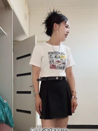 配腰带西装半身裙女夏季2025新款高腰显瘦包臀短裙a字裙防走 #短裤 #半身裙 #女装