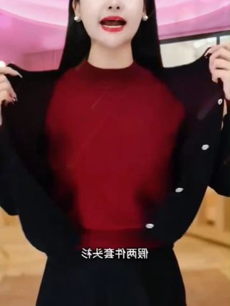 春秋装新款针织衫女假两件立领毛衣韩版2025年上衣网红款打底 #春秋穿搭 #针织衫女 #假两件毛衣 #打底衫 #上衣女