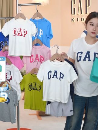 #Gap 【#大小童同款 】男女童2025#夏季圆领短袖 #纯棉短袖 #儿童休闲T恤 上衣 DR 835287
