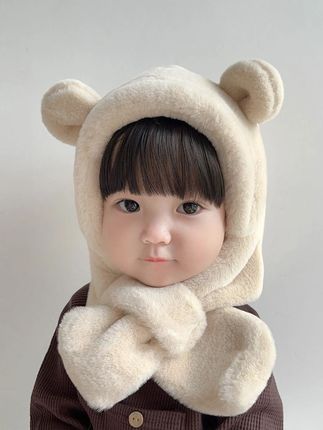 帽子儿童宝宝围巾毛绒加厚保暖一体帽护耳帽婴儿百搭超萌秋冬季#保暖儿童帽 #宝宝围巾 #毛绒一体帽 #护耳帽 #秋冬帽