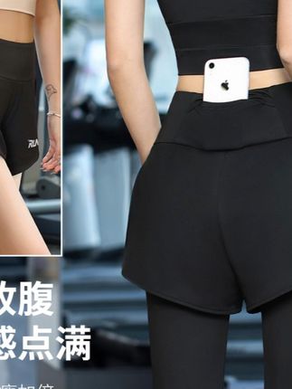 高腰弹力运动长裤健身防走光短裤骑行夏秋季跑步显瘦女时尚速干裤#健身裤 #时尚裤子 #速干裤 #骑行裤 #防走光裤子