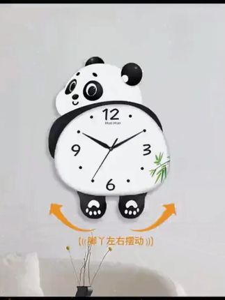 熊猫钟表客厅墙上挂钟家用静音石英钟新款时钟日历创意挂表免打孔 #钟表  #挂钟  #时钟  #石英钟  #客厅摆件