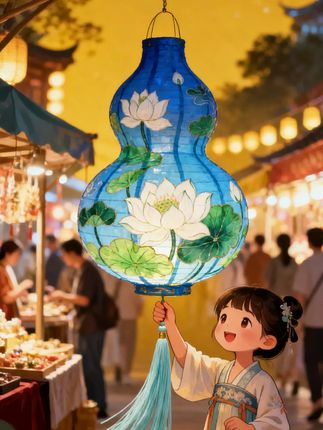 中秋节葫芦灯笼手工diy材料包 2025新款古风宫灯儿童手提花灯挂饰
